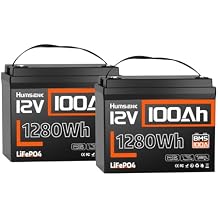 HumsiENK 12V 100Ah LiFePO4 Battery Lithium, Built In 100A BMS, Group 24 Size 1280Wh Lithium Battery for Marine,15000 Deep Cycles 10 Years Lifespan for RV Solar Energy Off Grid Trolling Motor (2PACK)