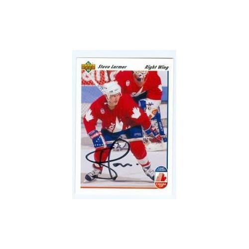 Sports Memorabilia Autograph Warehouse 67001 Steve Larmer Autographed Hockey Card Team Canada 1991 Upper Deck No. 15