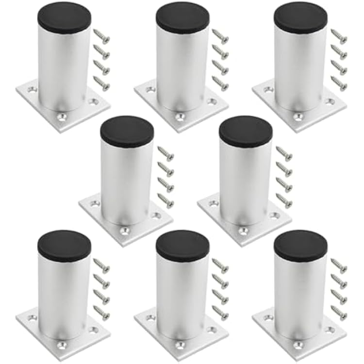 TOVOT 8PCS 3 Round Furniture Legs Aluminium Alloy Couch Legs Heavy-Duty Metal Feet for Furniture Cabinet Sofa Silver
