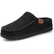 ATHMILE Slippers for Men Memory Foam Indoor Outdoor Moccasin House Shoes Slip-on Comfy Knit Slippers for Bedroom Home