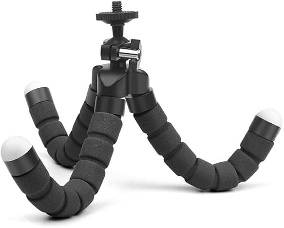 REFLEX CAMERA Flexible Octopus Mini Tripod Bendable Sponge Grip Stand with 1/4"-20 Screw Mount for Smartphone Clamps & Gopro Adapters & 360 Degree Ball Head for Smooth & Precise Angle Adjustments