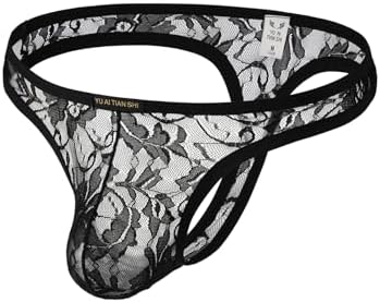 MuscleMate Mens Lace Thong Panties Sheer Mesh Bikini Briefs T-back G-string Underwear.