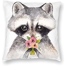feelacle Cute Raccoon Decorative Throw Pillow Covers Pillows Case Square Cushion Cover Standard Pillowcase for Sofa Couch Bedroom Patio 18 X18 Inch
