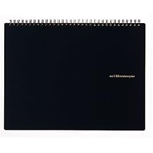 Maruman Mnemosyne Grid Notebook- Horizontal A4 Layout, 8.27" x 11.69", 70 Sheets / 140 Pages, 5mm Graph Paper Journal, Perforated Pages & Wire-Bound to Lay Flat, Black, Made in Japan