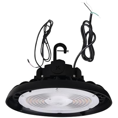 150W120W100W UFO LED High Bay Light, 24000Lumens, 3 Colors 4K 5K 5.7K, 6FT Hardwire & Dimmable Cables with G12 Hook, IP65, 120-277V, UL Certified - Warehouse Gym Factory Commercial Lighting