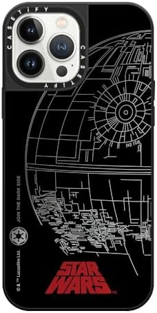 CASETiFY Mirror iPhone 13 Pro Max Case [Star Wars Co-Lab  4.9ft Drop ProtectionMagsafe] - Death Star - Silver on Black