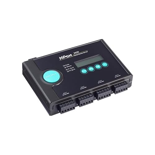 MOXA NPort 5430 wAdapter 4-Port RS-422485 Serial Device Server, 10100 Ethernet with Power Adapter, RS-422485, Terminal Block
