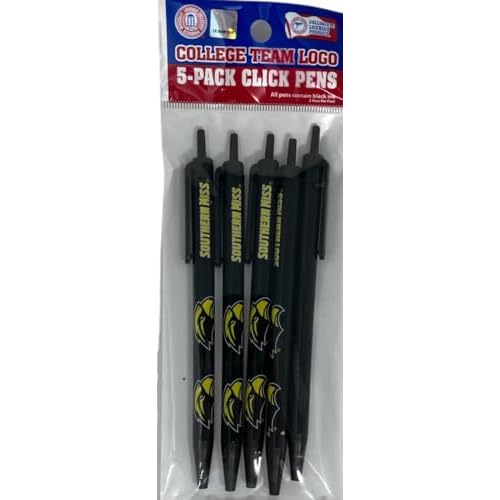 Pro Specialties Group NCAA Southern Miss Mississippi Golden Eagles 5-Pack Retractable Click Pens- Great Stocking Suffers and Party Favors