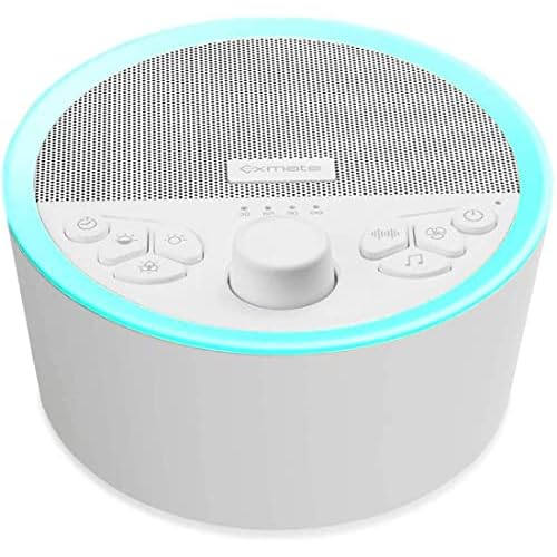 Exmate Sound Machines for Sleep, Night Light Sleep Sound Machine 29 Soothing Sounds with 8 Color Night Light and Built-in Battery for Baby Adults Sleeping Office Privacy, Portable for Travel, White