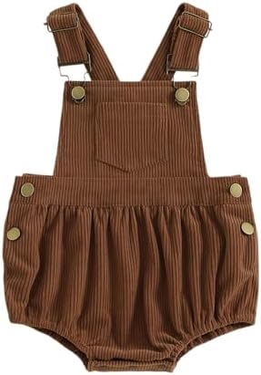Honganda Infant Baby Boy Girl Corduroy Overalls Romper Sleeveless Straps Button Jumpsuit Unisex Baby Corduroy Overalls