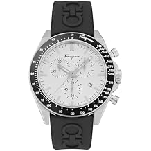Ferragamo Urban Chrono Collection Luxury Mens Watch Timepieces with a Black Strap Featuring a Stainless Steel Case and a Silver Dial