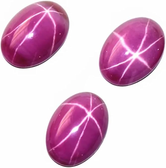 Synthetic Egg Oval Cabochon Loose Pink Star Ruby Gem Mohs 9 Flat Back