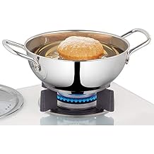 Borosil - CFDK20SS16 Stainless Steel Deep Kadhai with Lid for Deep Frying, Impact Bonded Tri-Ply Bottom, 1.8 litres, Silver