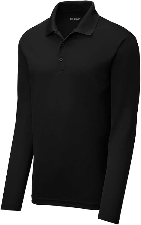 DRIEQUIP Mens Moisture Wicking RacerMesh Long Sleeve Polo Sizes XS-4XL