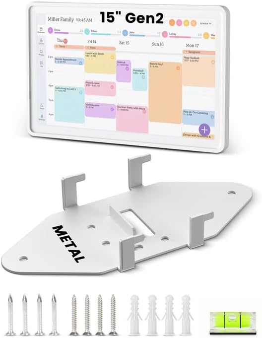 Wall Mount for Skylight Calendar 15 (Gen 2), White Calendar 2 Wall Holder, Space-Saving Wall Mount Plate for Kitchen, Entryway, Family Command Center, Smart Calendar Accessories