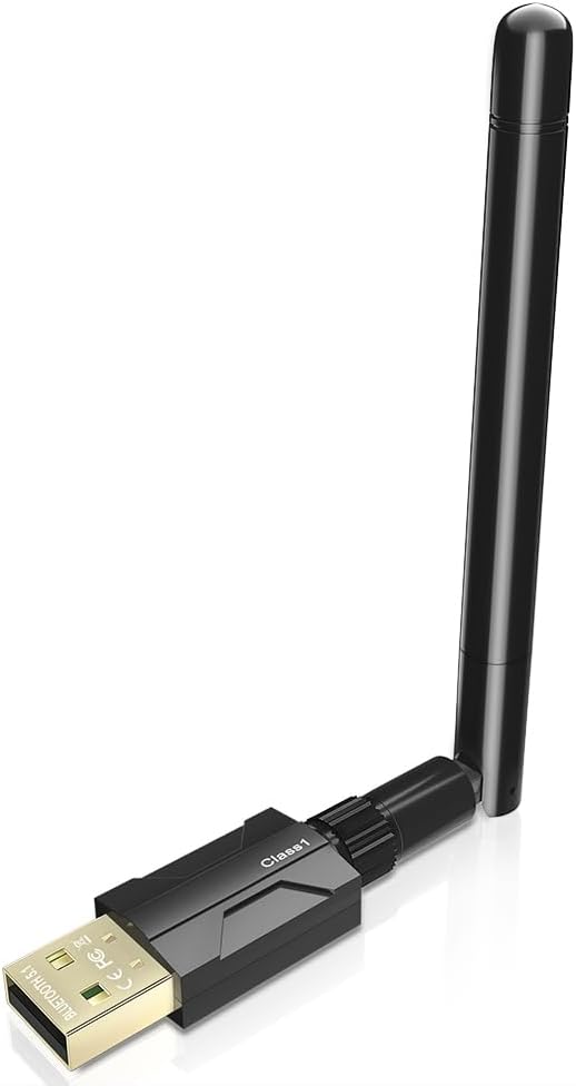 USB Bluetooth 5.1 Adapter for Desktop PC: Long Range 300FT Wireless Dongle with 5dBi Antenna Plug & Play for Laptop Windows 11/10/8.1, Pair BT Headphones/Headset/Speaker/Mouse/Keyboard/Printer