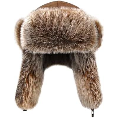 Men Russian Cossack Ushanka Trapper Hat Suede Faux Fur Hunter Hat Thick Furry Trooper Hat with Earflaps Skiing Cap
