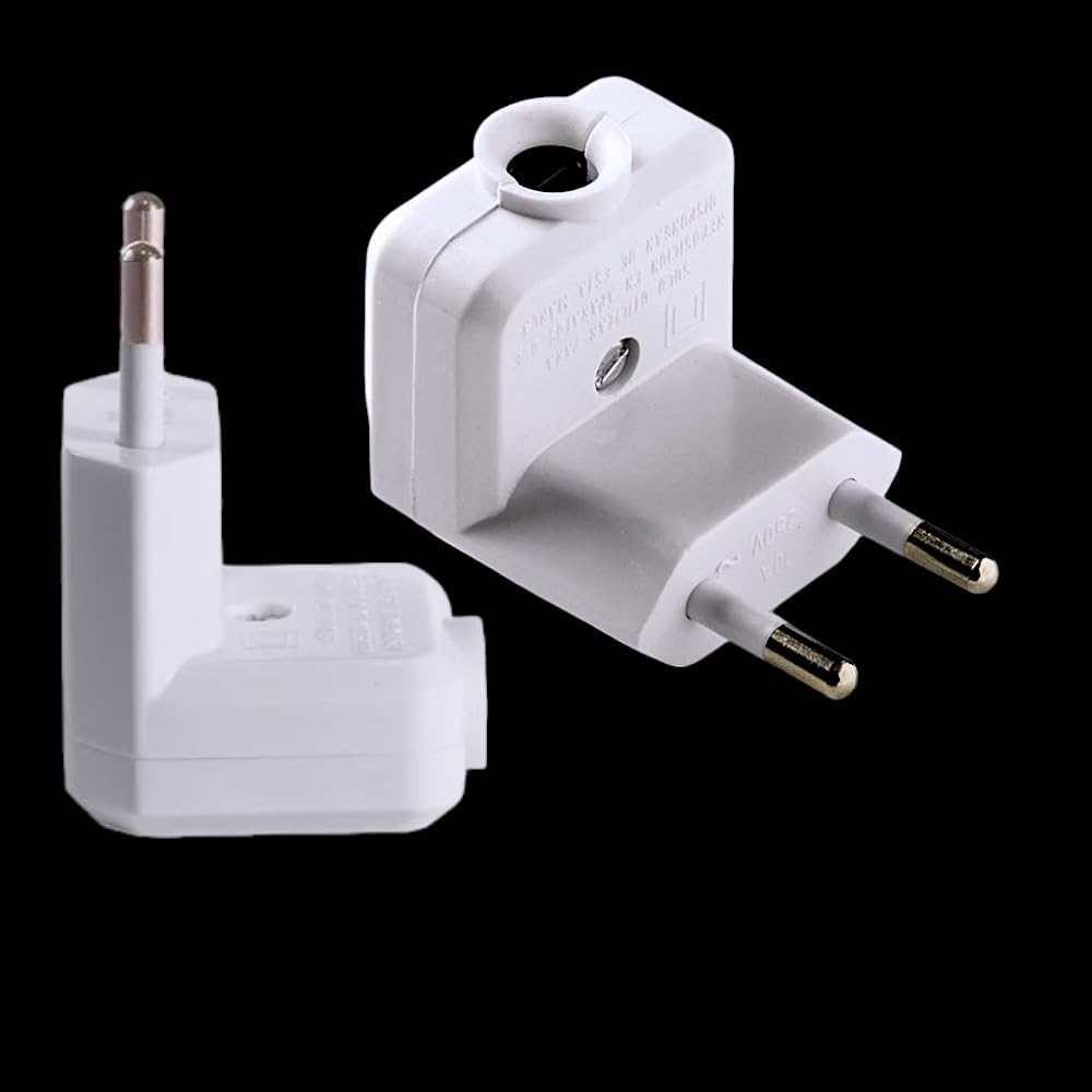 Single-Work L Type 10A White Male Plug – 250V Socket Compatible, 1 Piece