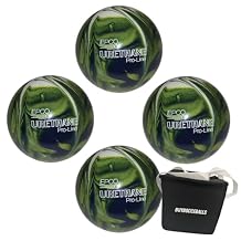 BuyBocceBalls - EPCO Candlepin Bowling Balls and Black Bag - Urethane Pro-Line - Lime Green, White & Navy (4 1/2 inch- 2lbs. 7oz.) 4 Balls - Made in USA