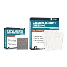 Ceeport Silver Calcium Alginate Dressing(2"x 2" 12 Pcs)+Calcium Alginate Dressing(4"x 4" 10 Pcs)