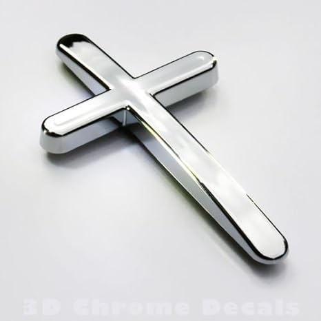 Jesus Christian Cross car Chrome Emblem 3D Decal | Chrome plated emblem. Jesus cross. 3D decal. With easy apply adhesive for cars indoor outdoor use.