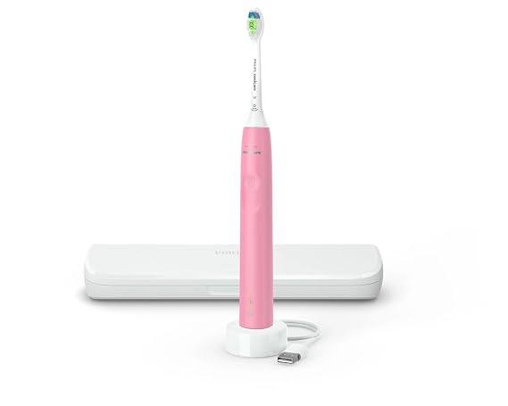 Philips Sonicare Electric Toothbrush DiamondClean, Rechargeable Electric Tooth Brush with Pressure Sensor, Sonic Electronic Toothbrush, Travel Case, Pink