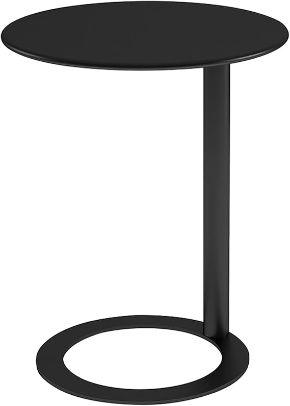 Side Table,End/Bedside Table for Sofa Bedroom Living Room Office, Coffee Table for Small Spaces, Stable, Heavy Duty Iron (Color : Black, Size : 60x74cm/23.63x29in)