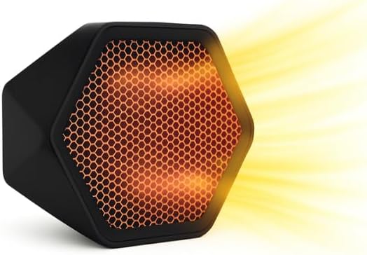 Desktop Space Heater, Small Portable Electric Heater with Overheat Protection & Safety Shut-Off, Fast Heating Fan for Home Office Desk, Bedroom & Small Room, PTC Ceramic Heating for Indoor Use, Black