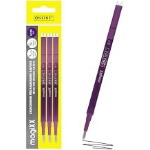 ONLINE 3 x Erasable Refills I Compatible with Pilot Frixion, magiXX I Purple 0.7 mm Line Width I Replacement Refill for Gel Pen Erasable I Refills for Gel Rollerball Pen with Erasable Ink