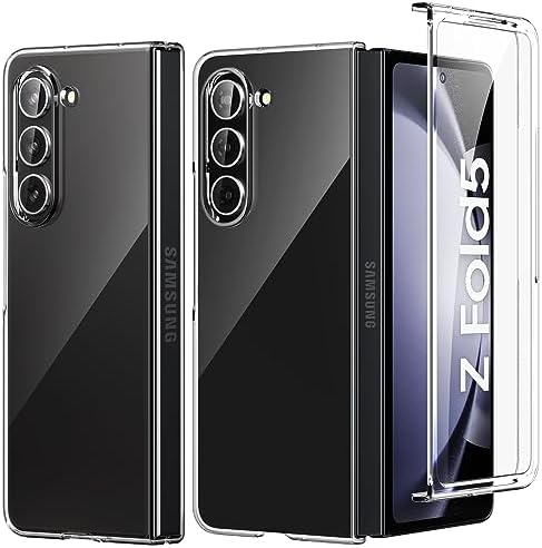 Foluu Clear Case for Samsung Galaxy Z Fold 5 with Front Built-in Screen Protector - Scratch Resistant Hard PC Back Bumper Protective Shockproof Cover for Samsung Galaxy Z Fold5 5G 2023