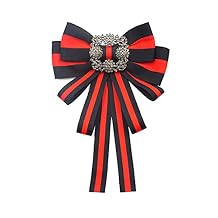 Christmas blue and red bow brooch for women men bowknot costume brooches women jewelry strip bow tie decorations womens corsage collar bow tie bow brooch (black+red)