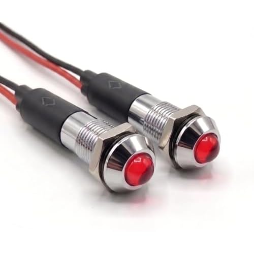 Alpinetech PL8B 8mm 516 220V AC LED Metal Signal Indicator Pilot Dash Light Red Pack of 2