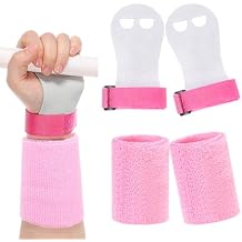 2 Gymnastics Grips Wristbands Sets, Gymnastic Hand Grips Gymnastic Bar Palm Protection & Wrist Support Sports Accessories for Kids Youth Gymnastic Hand Grips for Workout Exercise