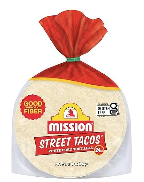 Mission White Corn Street Taco Tortilla 4.5" - 24 count, 12.6oz - 1 pack