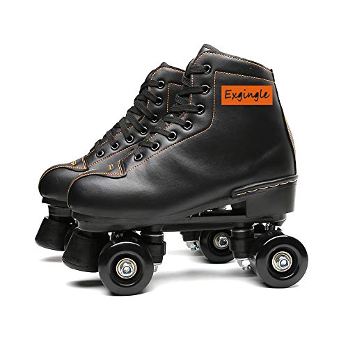 Adult Roller Skates High Top Indoor Outdoor Quad Skates Black 6.5 M US Women