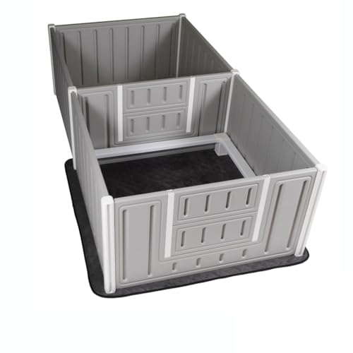 Artemis Whelping Box for Dogs and Puppies - Large Medium Whelping Birthing Supplies for Puppy Safety-Washable Kit with Liner-Containment Birthing and Playpen Boxes Plus 40x80 with Step Rails, Gray