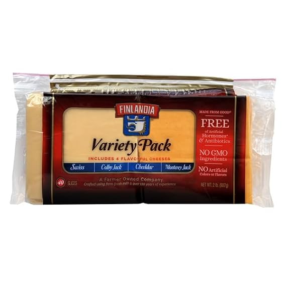 Premium Cheese Slices, 2 lbs, Free of Artificial Hormones & Antibiotics; No GMO Ingredients; No Artificial Colors or Flavors.