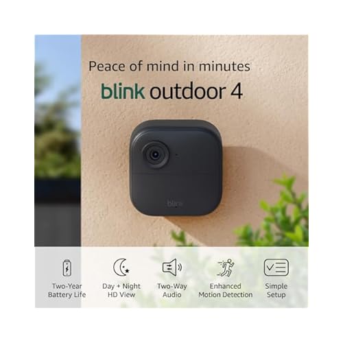 Blink Outdoor 4 (4th Gen) + Blink Mini Smart security camera, two-way talk, HD live view, motion detection, set up in minutes, Works with Alexa 1 camera system + Mini (White)