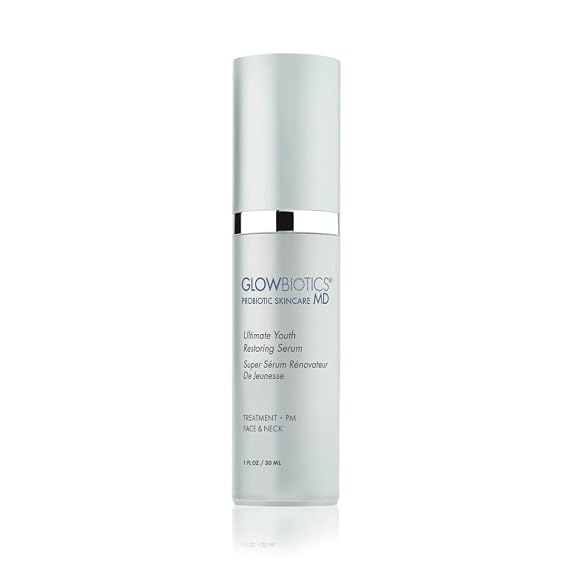 Glowbiotics Ultimate Youth 5-in-1 Restoring Serum Anti-Aging Face Treatment with Retinol, Vitamin C, Peptides & Probiotics Firms, Brightens & Reduces Wrinkles without Irritation (1 fl oz)