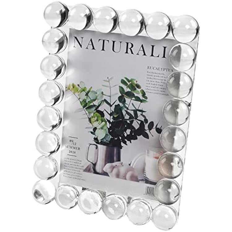kitCom 5x7Inch Crystal Picture Photo Frame, Luxury Diamond Crystal Craft, Crystal Standing Photo Frame Clear, 7.5 x 9.5