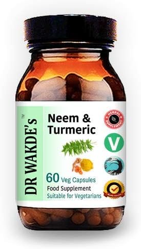 DR WAKDE's Neem & Turmeric Capsules | 60 Veg Caps | Ayurvedic Supplement | Vegan | 100% Herbal | Quantity Discounts | Same Day Dispatch