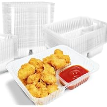 200 PCS Nacho Trays Disposable, 12 oz Plastic Nachos Containers with Chip and Dip Holder, 2 Compartments Clear Snack Tray for Movie Night Party Concession Stand Supplies
