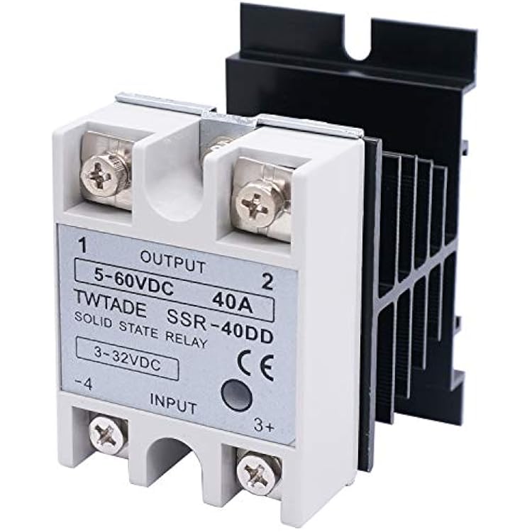 TWTADE SSR-40 DD 40A DC 3-32V to DC 5-60V SSR Solid State Relay  Heat Sink