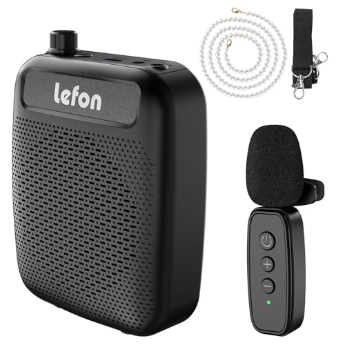 TRELC Wireless Voice Amplifier with Lavalier Microphone, Portable Rechargeable Clip On Megaphone Speaker Wireless Lapel Mic for Teachers, Noise Reduction10W2000mA, for Tour Guide, Outdoor Black
