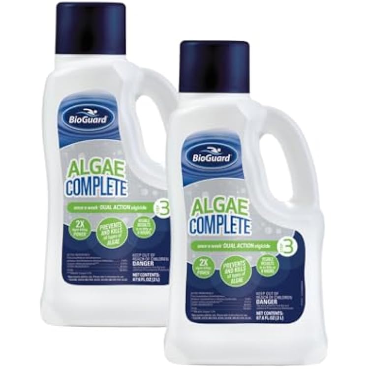 BioGuard Algae Complete, 67.6 Fl oz, Pack of 2, Dual Action Algaecide, Non-Staining and Non-Foaming, Kills and Prevents All Types of Algae