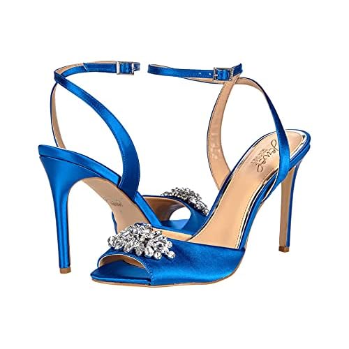 Jewel Badgley Mischka Womens Jessa Heeled Sandal, Blue Satin, 6.5