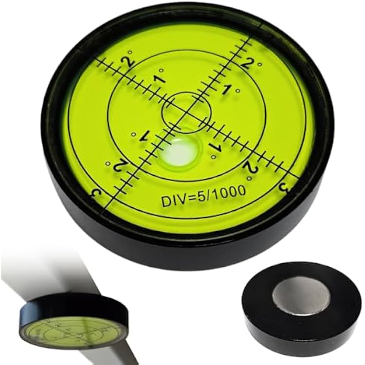 Fotoconic Professional Magnetic Circular Bubble Level, High Precision Spirit Level with Graduated Scale Black