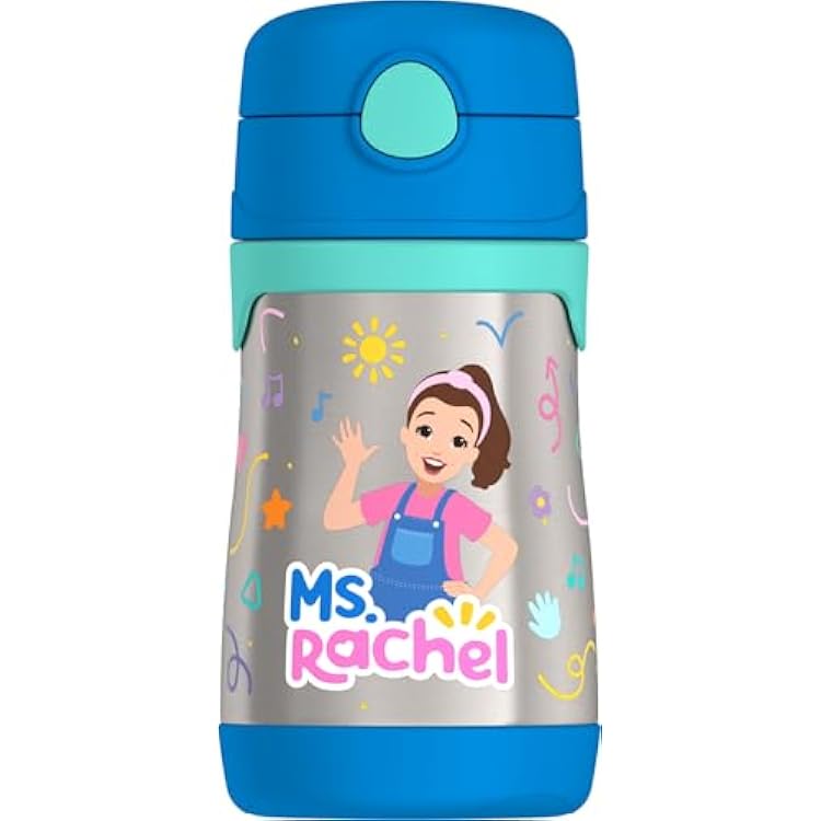 Thermos Baby 10 oz. Stainless Steel Bottle with pop-up straw, Ms. Rachel