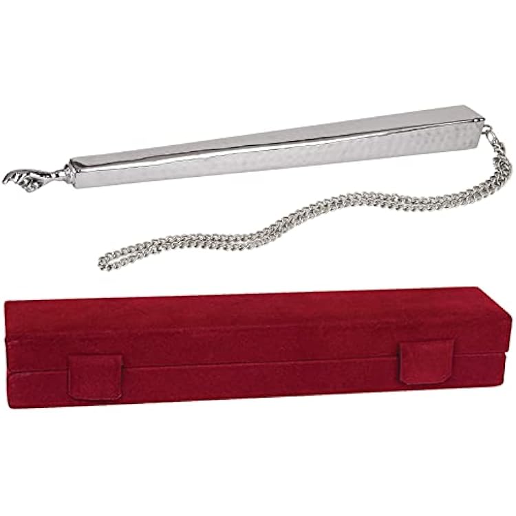 Long Nickel-Plated Torah Pointer Classic Yad Hand Pointer with Hammered Detailing Yad High Polish Silver Color Finish in a Giftable Velvet Box - Bar Mitzvah Gift for Parshah Reading