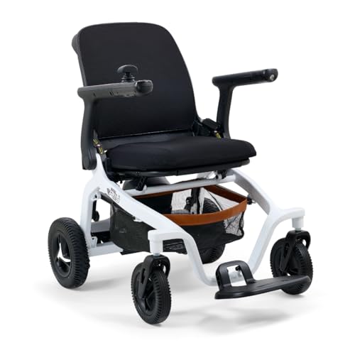 Golden Ally Manual Folding Power Wheelchair - Memory Foam Seat - USB Port - Removable Lithium Battery - Smart Control Mobile App - Airline Approved - 56 lbs. Total White